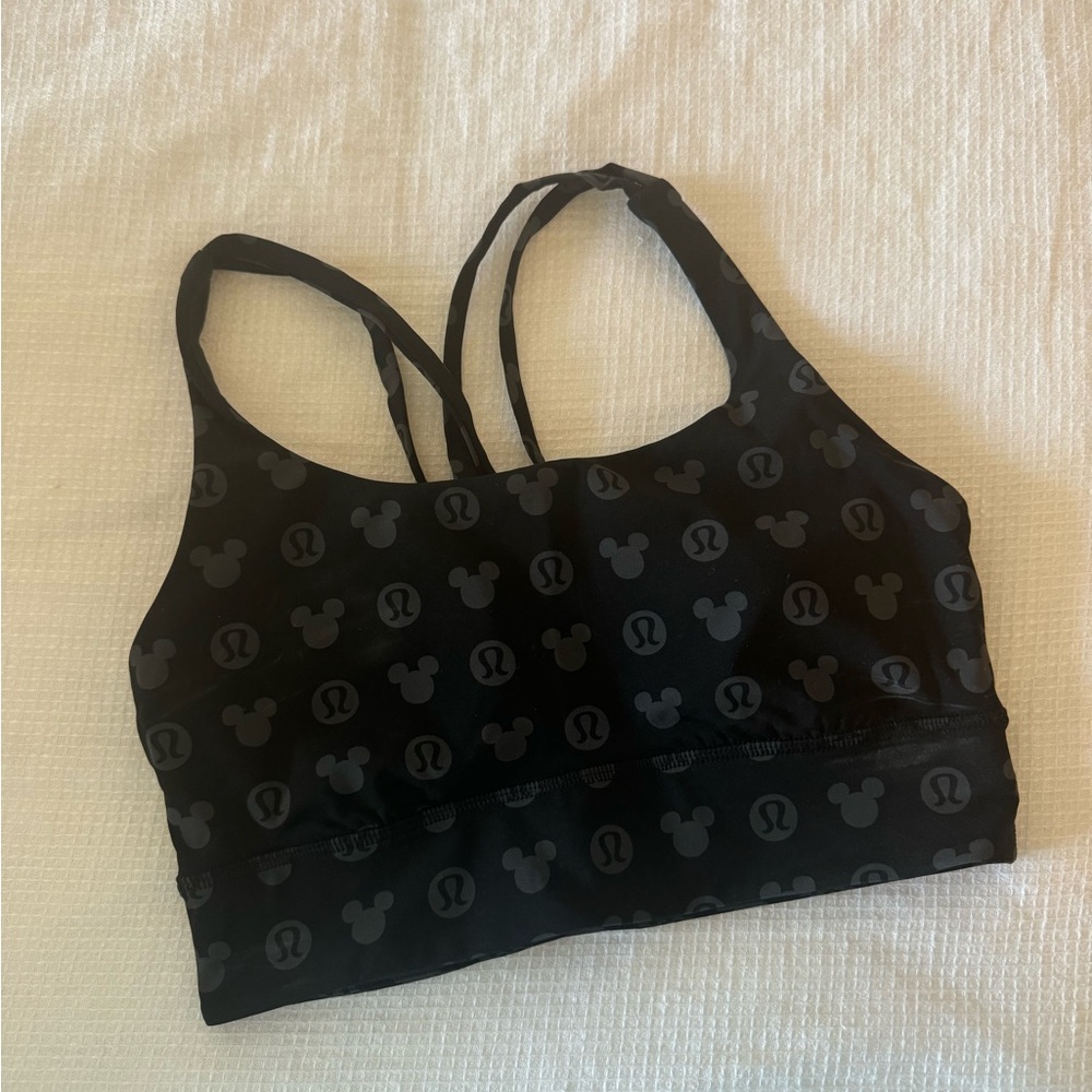 NWOT Black Disney x Lululemon Energy Longline Sports Bra- Size 6